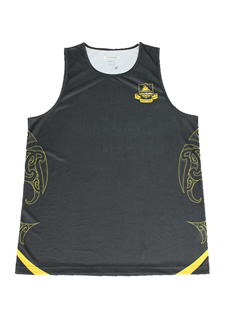 Whakatane High School PE Singlet Black/Gold